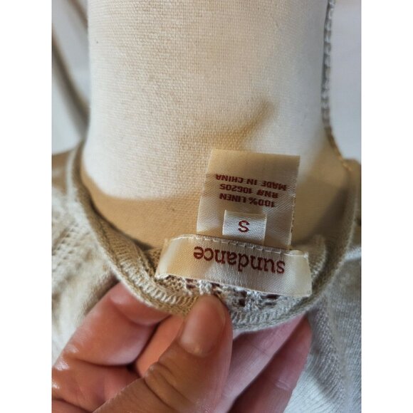 Sundance 100% Linen Open Front Cardigan Beige Long Sleeve Lightweight Small - Picture 5 of 5